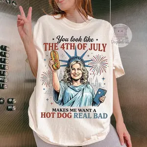 [Sale up to 50%] [Free Ship] You Look Like the 4th of July T-Shirt, Funny Fourth of July Shirt, 4th Of July Movie Meme Shirt, Patriotic Sublimation, July 4th Trending Viral Shirts