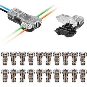 T Tap Wire Connectors - 20Pack Solderless 3 Way 2 Pin Low Voltage Quick Splice Connectors for 22-20 AWG Wires, Automotive,  Strips, Audio/Video Installation