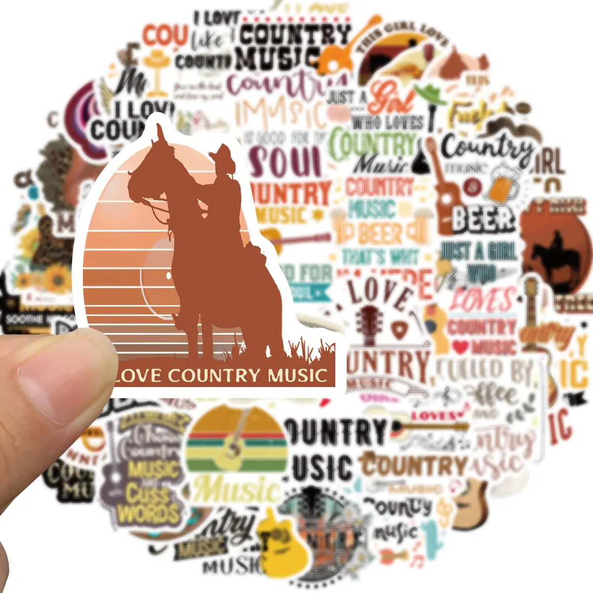 Country Music Singer Sticker, 50pcs/set Song Lyrics Sticker, Music Album Sticker for Fans Concerts, Country Pop Sticker for Laptop, Water Bottle
