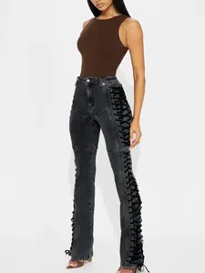 After Hours Lace Up Flare Pant - Black