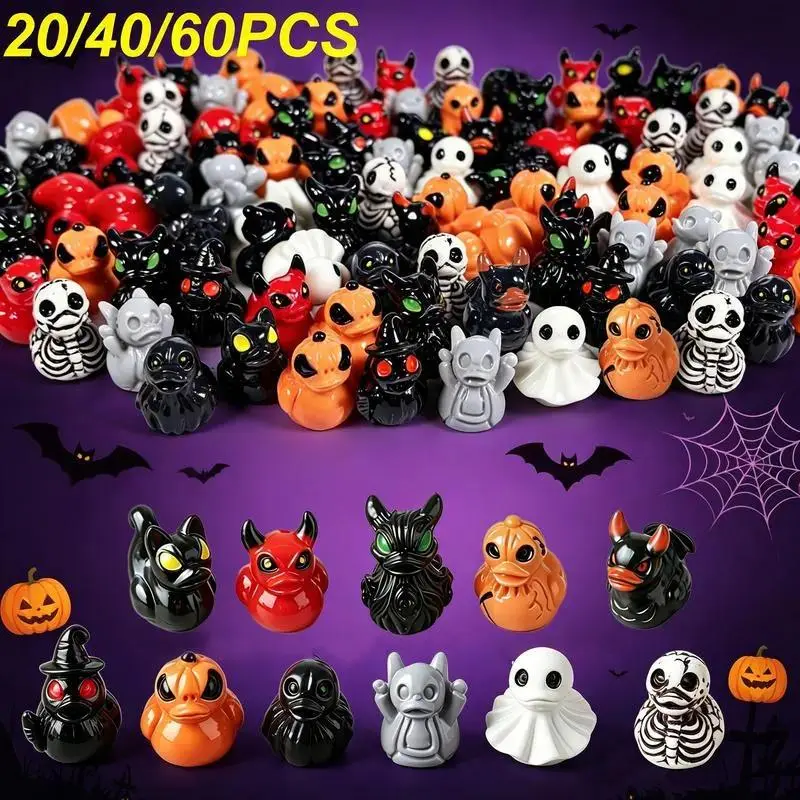 Mini Devil Ghost Skull Resin Ducks, Cute Spooky Desktop Decor, Creative Desktop Ornament, Mini Garden Ornament, Home Decor Ornament, Halloween Christmas Decoration, Party Gift, Decorative Piece, Decorative Ornaments,  festive party  favor