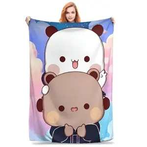 Soft Funny Throw Blanket Cartoon Print Bubu Dudu Blanket Versatile for All Seasons Ideal for Couch Bed Picnic & Camping Perfect Christmas or Birthday ,Valentine's Day Gift