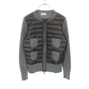 Pre-owned MONCLER Wool Small Leather Goods Knit Panel Down Jacket