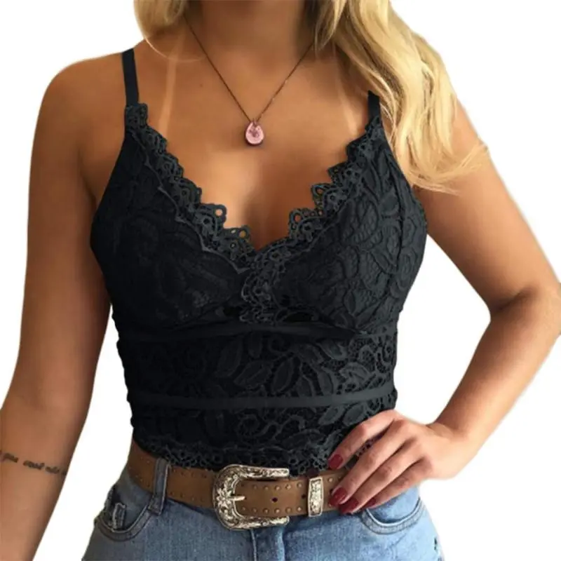 Goranbon Women's Sleeveless Floral Lace Camisole - Soft Crochet Spaghetti Strap Light Top for Girls & Ladies, Sexy Solid Beach-to-Club Piece Pairs with Jeans or Dresses