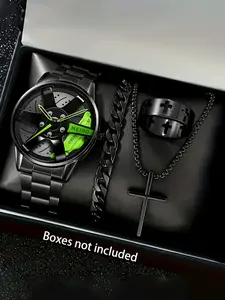 Men's High-Quality Quartz Watch Set, Casual Trendy Wristwatch, Casual Fashion Analog Wristwatch, Perfect Gift for Daily Holidays Thanksgiving Back-To-School Birthday