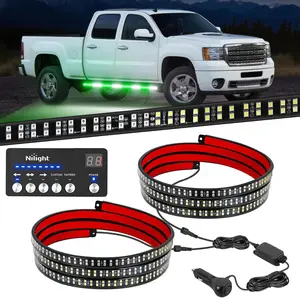 Nilight 2PCS 70 Inch Strobe Light Strip with Controller 864 LED Green White Running Board Lights Flexible Side Flashing Working Safety Waterproof for Truck Construction Pickup