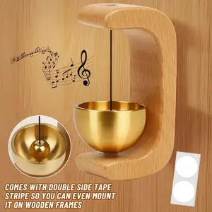 Magnetic Wind Chime Vintage Wooden Brass Bell Comes with Double Side Tape for Door Opening Shopkeepers Bell for Porch Wooden Frames Home Decor & Gift