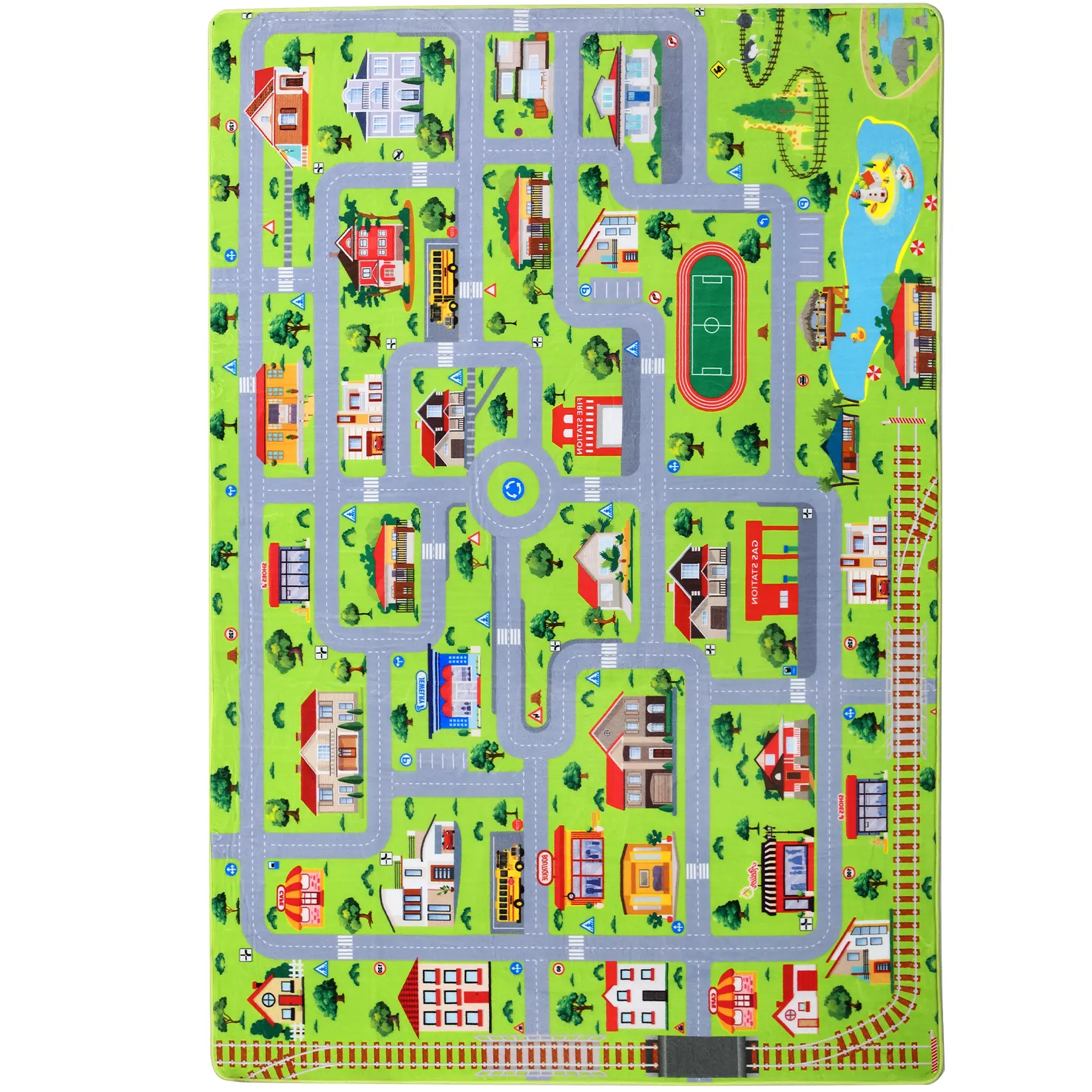 Garvee Extra Large Kids Road Play Rug, City Visitor current Car Playmat Carpet - Soft Non-Slip Educational Area Rug for Playroom Nursery Bedroom Learning space - Grey, 55x79 in (140x200cm)