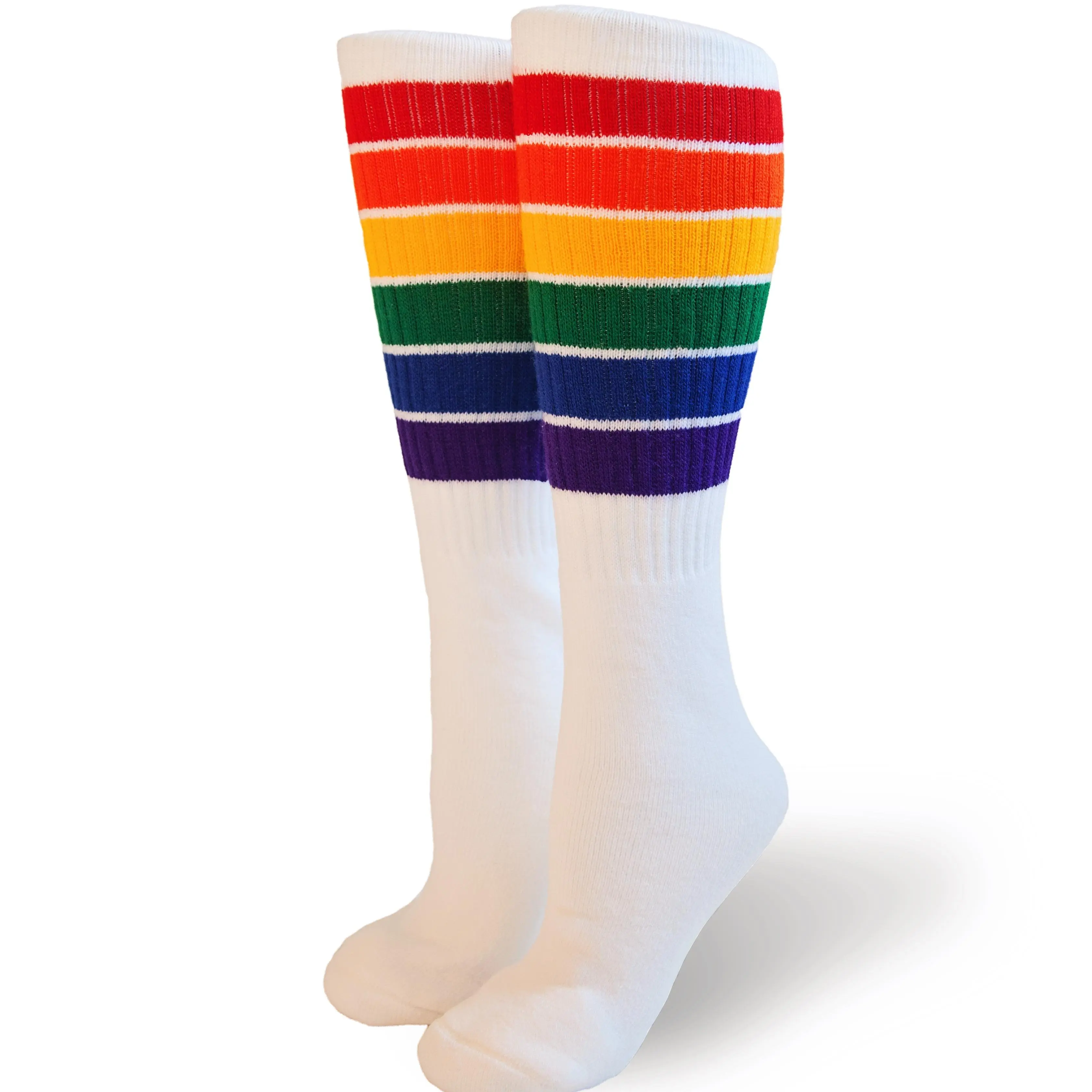 Pride Socks Knee High Rainbow Unisex Socks- YOLO Striped Tube