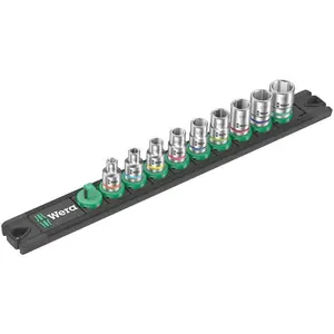 WERA 05005420001 MAGNETIC SOCKET RAIL A IMPERIAL 1 ZYKLOP SOCKET SET, 1/4" DRIVE, IMPERIAL, 9 PIECES
