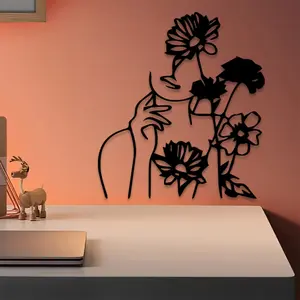 1pc Floral Woman Metal Wall Art, Floral Woman Statue Mural, Perfect for Living Room Wall, Bedroom Wall, Bohemian Wall, Spring Decor, Ideal Gift for Women, Powder-Coated Metal