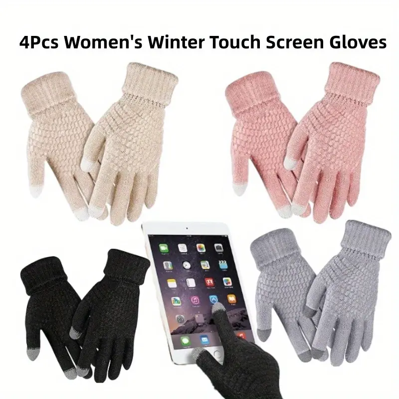 Winter Beanie, Scarf & Touchscreen Gloves Set For Women - Knit Warm Hat & Glove Combo