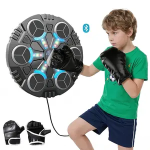 Music Boxing Machine Smart Wall Mounted Trainer with Bluetooth & LED Lights, Electronic Punching Pad with Gloves for Home Gym, Agility & Coordination Training for Kids Teens Adults