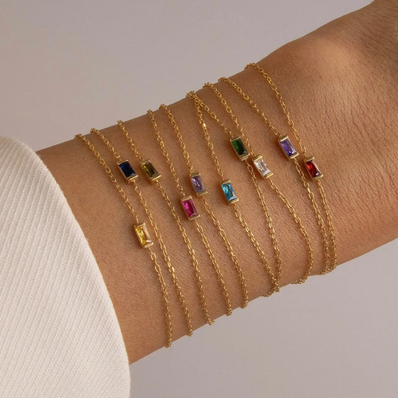 14K Gold Plated Exquisite Birthstone Pendant Bracelet Shiny Dainty Birthstone Anklet Fashion Bangle for Teens Birthday Gifts Jewelry for Mothers Wife Grandma Graduation Gifts for Teenagers