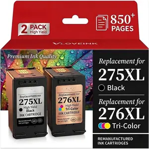 PG-275XL CL-276XL Replacement for  275 and 276 Ink Cartridges 275XL 276XL Combo Pack PG275 CL276 Ink to use with PIXMA TR4720 TS3720 TS3522 TR4700 TS3722 TS3500 TS3520 TR4722 (2 Pack)