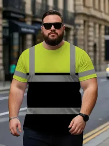 Men's 3D Printed Half Truck T-Shirt, Neon & Workwear Design, Heavy Style Short Sleeve Shirt, Large Size Available, Casual Wear