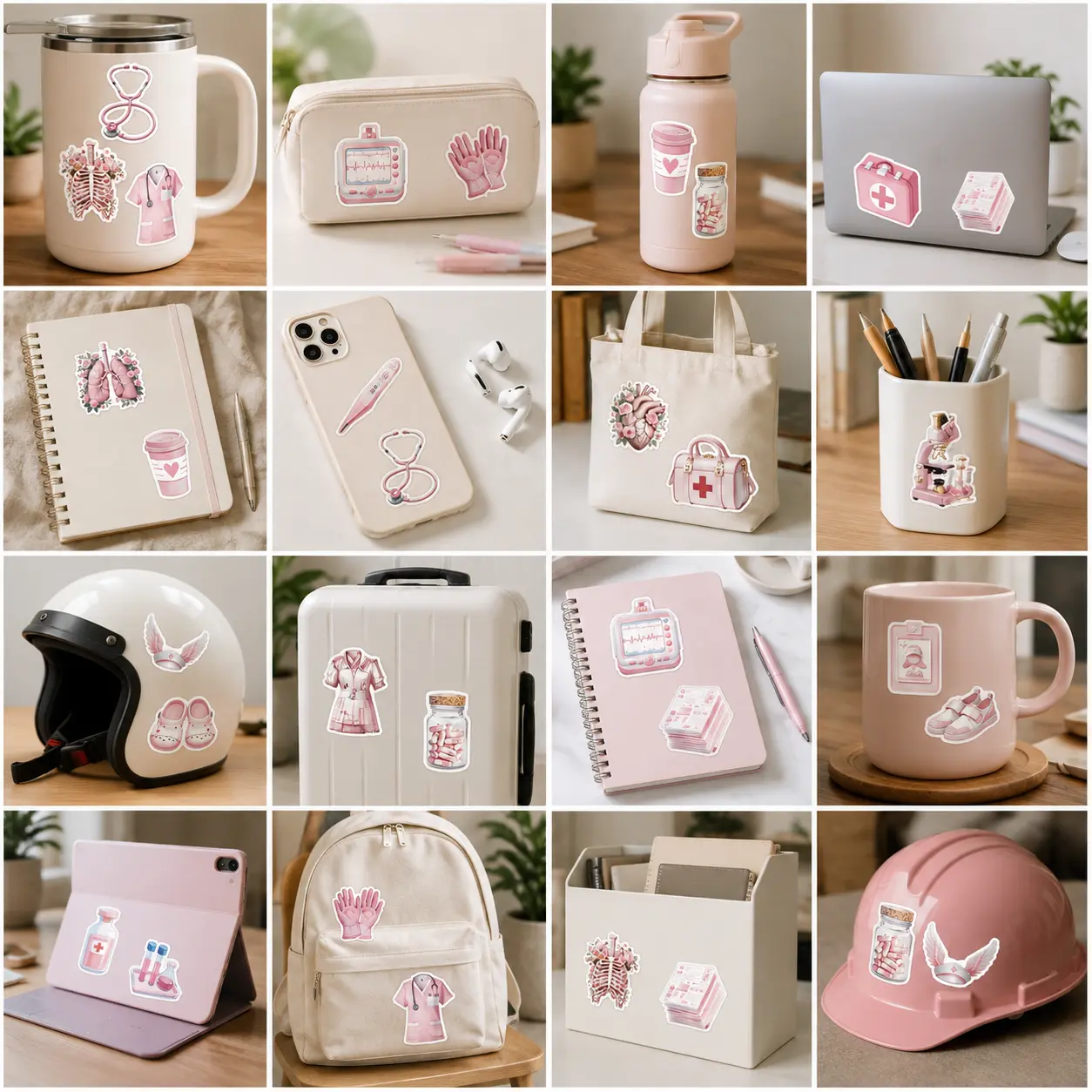50 Cute Pink Medical Stickers for EMT EMS Students | Decorative Sticker Pack for School Gear