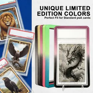 2pcs TPU Slab Protector Only For PSA Graded Guard Bumper Guard Frame, Gradient Color Glitter Edition, Rating Card Protective Sleeve, For 35pt Trading Card Slab Sport Star Basketball Foorball Baseball Anime Cartoon Card Slab, Anti Drop, Card Sleeves