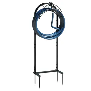 Garden Hose Holder Freestanding Outdoor Water Hose Holders Heavy Duty Metal Hose Storage with 4 Spikes Holds up to 150ft Hose for Yard and Pool
