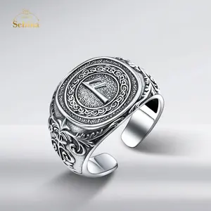Sebina Viking Rune Symbol Ring Norse Pagan Retro Silver Jewelry Mysterious Viking Runes Ansuz (ᚨ) Viking Gifts For Men & Women【Size：#8-#12】