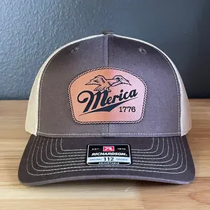 Merica 1776 Eagle Patriotic Leather Patch Hat