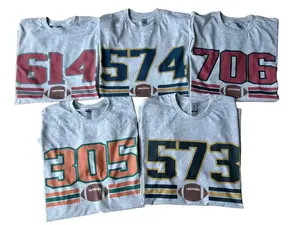 Area Code Football Shirt ASH GREY Color Vintage College Tee Game Day Shirt Football Fan Graphic T-Shirt Custom Area Code Tee For Men For Women