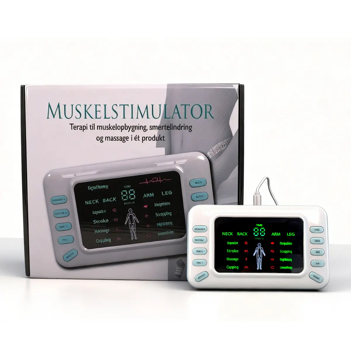 Rechargeable Plug-in Cupping Set with Plug Adapter, Dual Output Digital Meridian Therapy Muscle Stimulator, USB Port, Pouch, 8 Modes, 10 Levels for Neck Care & Waist Pain Relief, Youth-Focused Home Supplies Massage Device