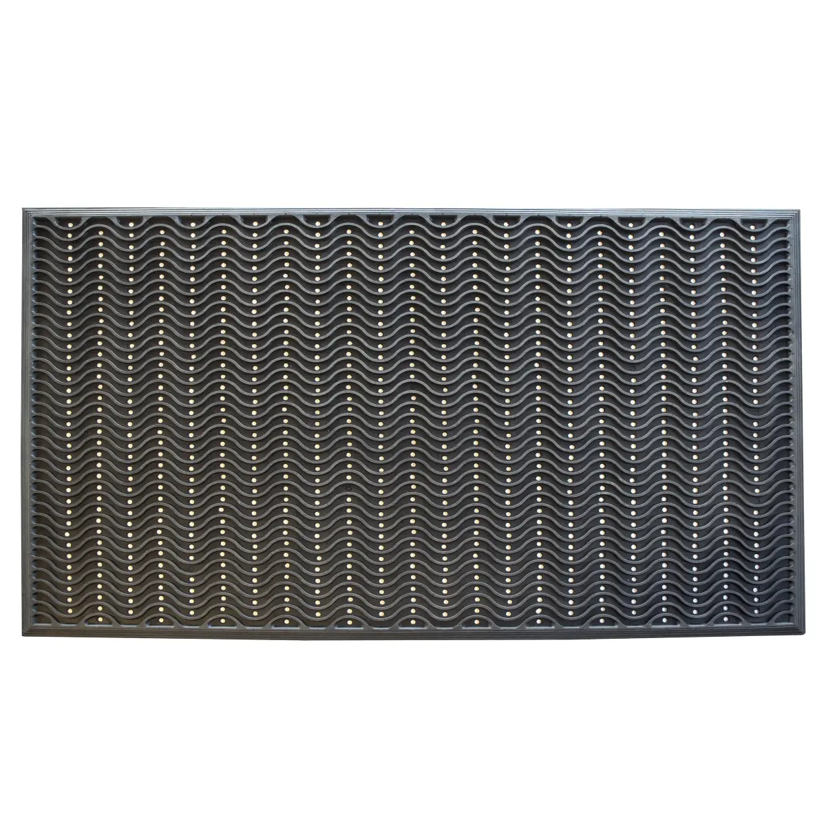 Buffalo Tools SWM35 Commercial Rubber Scraper Mat - 3x5ft Size, Wave-Designed, Perforated for Enhanced Drainage, Traction-Boosted Slip-Resistant, Wet-Area Compatible, Ideal for Commercial Kitchen Cleaning Tasks, 3 X 5 Ft