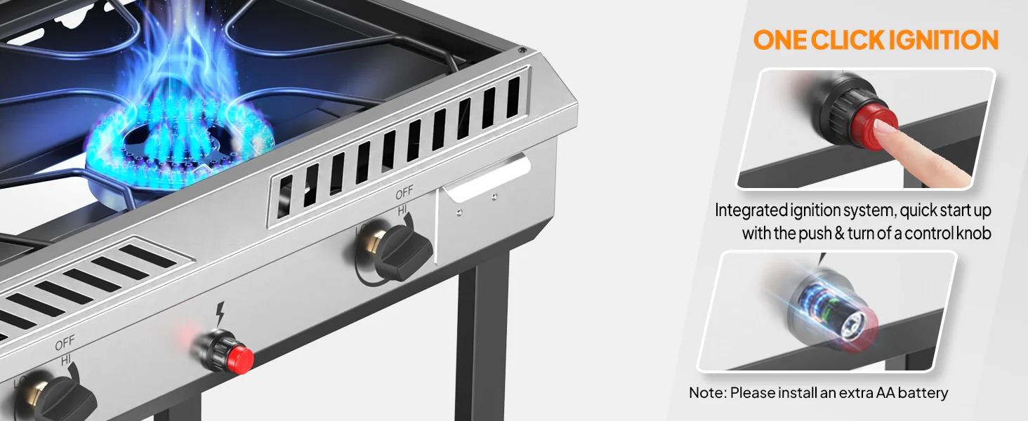 [FLASH SALE] ROVSUN 2-Burner 150000 BTU Camping Propane Stove with Wheels