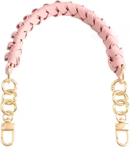 Chunky Leather Braided Purse Handle Adjustable- Short Strap Replacement for Handbag 12 Inch