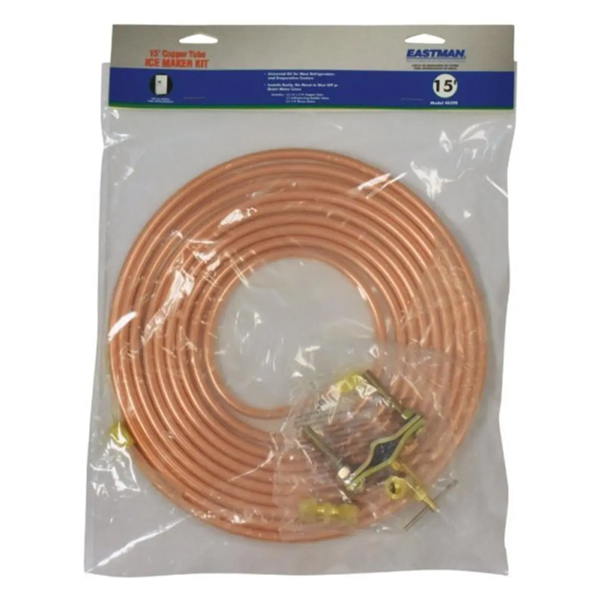 Keeney 48398 Copper Icemaker Kit, 15 in. - 1/4" x 15 ft. Tubing, Female Flare x 1/4" Comp Adapter, Home Plumbing Accessory with Self Piercing Saddle Valve, 1.1 Lbs