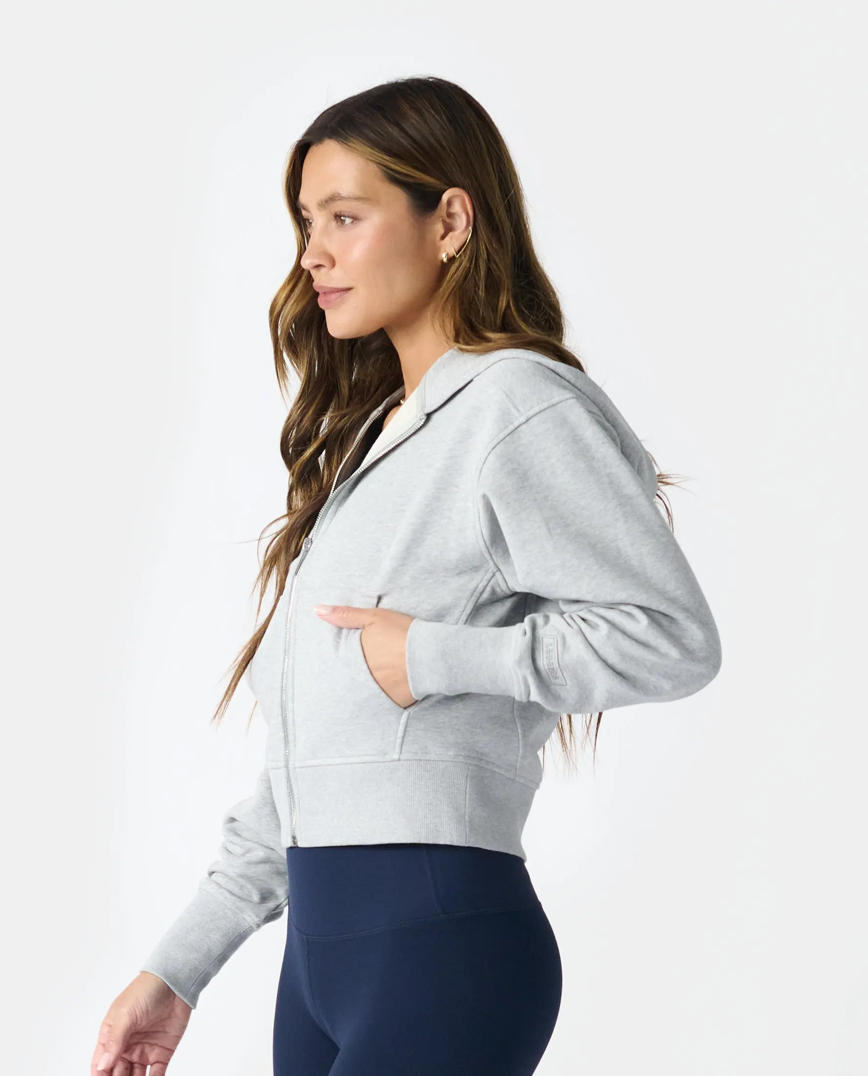 Rylie Full-Zip Sweatshirt Heather Gray, XS
