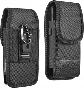 Cell Phone Holster for  SE  8 7 6s Case with Belt Clip Phone Belt Holder for Men Women Pouch Carrying Cover (Fits Phone  SE, 8 7 6s with  Case on) Black Nylon, Small
