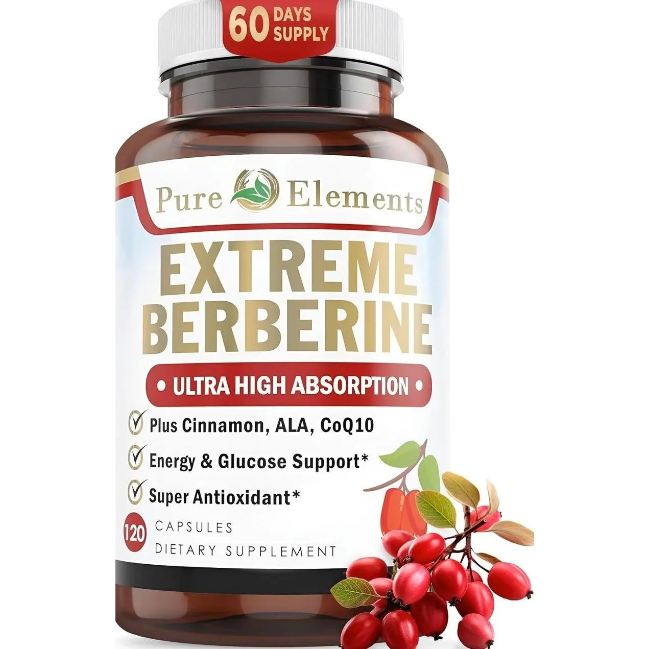 Extreme Berberine 500mg Complex with ALA, Coq10, Turmeric, Cinnamon, Bitter Melon, banaba Leaf, Korean Panax, Royal Jelly, and 21 Herbs for Healthy Blood Sugar Support and Overall Health and Immunity