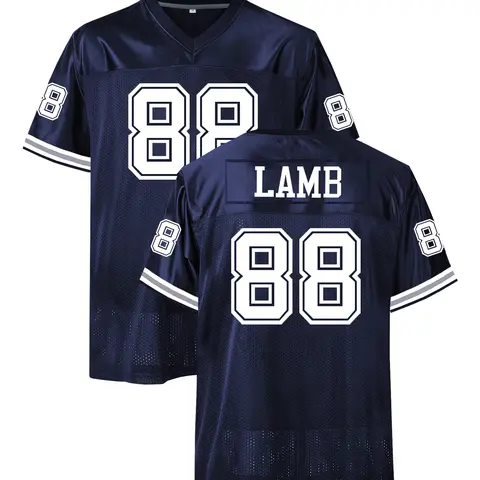 Men's American Football Jersey - Breathable Athletic Top, Embroidered, V-Neck, Short Sleeve, Loose Fit for Casual, Streetwear & Sports Activities, Sports Clothing, Sportswear Clothing