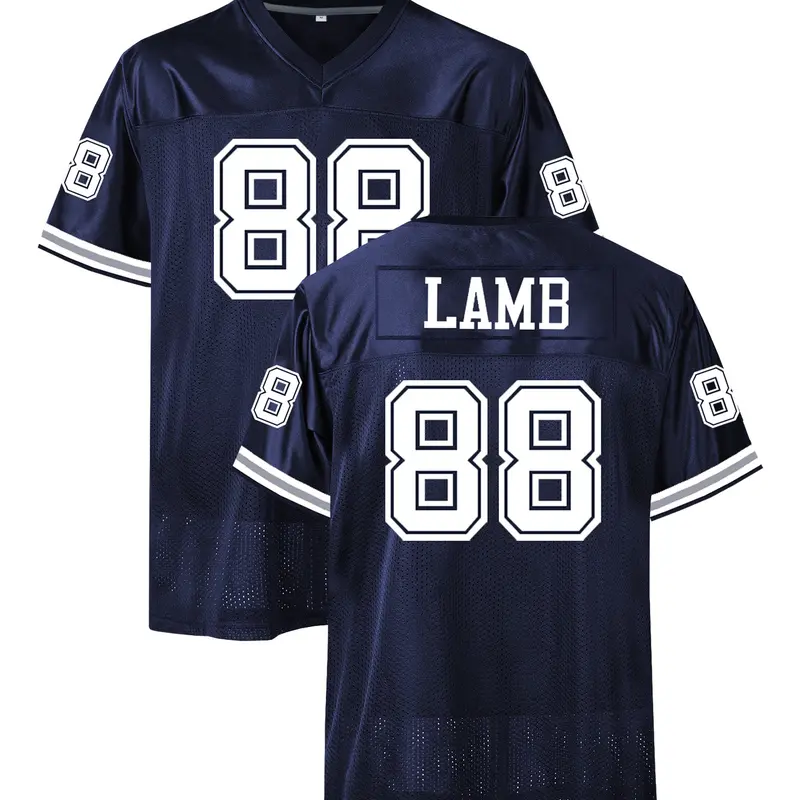 Men's American Football Jersey - Breathable Athletic Top, Embroidered, V-Neck, Short Sleeve, Loose Fit for Casual, Streetwear & Sports Activities, Sports Clothing, Sportswear Clothing