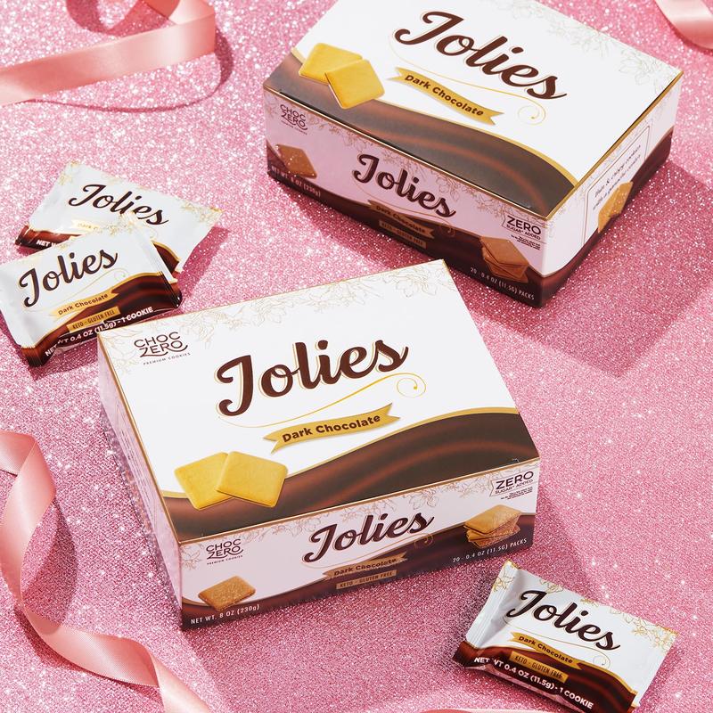 HOT - ChocZero Chocolate Cookies, Dark Chocolate Jolies – Gluten Free, Sugar Free, 20 Crispy Chocolate Filled Keto Cookies Per Box, 8 Ounce