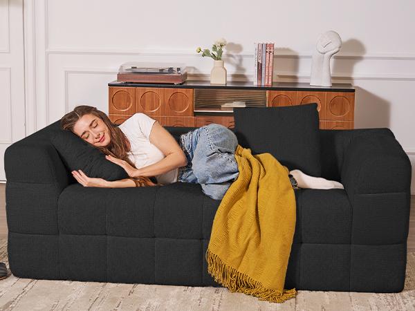 75" Cloud Loveseat Sofa in a Box, No Assembly Required Comfy Deep Seat Boneless Couch, Modern Small Couches for Living Room, Bedroom, Apartment