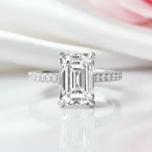 White Gold Emerald Cut Women's Engagement Ring
