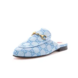 Pre-owned Gucci Women's Princetown Mules GG Denim by Rebag