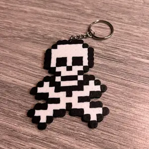 Perler Bead CrossBones Keychain - Accessories