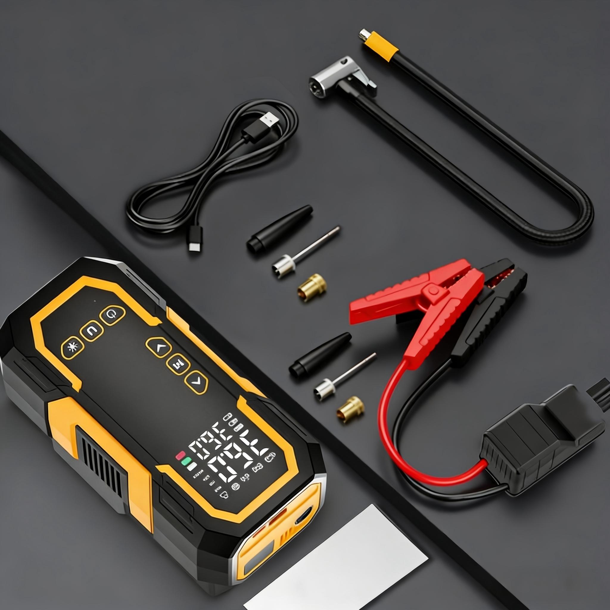 Car Jump Starter with Air Compressor,Car Battery Jump Starter (9.0 Gasoline/6.5L Diesel) with 150PSI Digital tire inflator Portable,12V Power Pack Car Jump Box Charger with LCD Display, Lights - Car Emergency Tools!