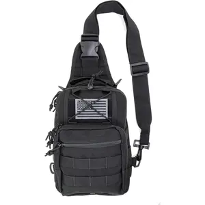 First Aid Sling Backpack - EMS Equipment Emergency Medical Supplies Tactical Range Shoulder Molle Bag - Heavy Duty Sports Outdoor Rescue Pack - Perfect for Camping Hiking Trekking - Black