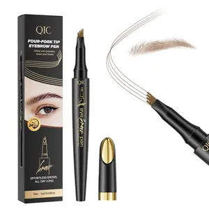 2PCS QIC 4 Micro-Fork Tip Liquid Microblading Eyebrow Pen, Natural 3D Stereo Hair-Like Strokes, Waterproof Long-Lasting Smudge Proof Brow Tattoo Marker for Clear Root Definition beauty makeup smudge-proof