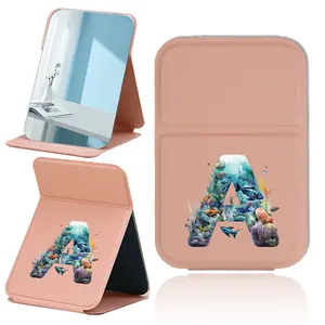 Portable Makeup Mirror, Foldable & Tabletop Design, Personalized Handheld Cosmetic Mirror, Travel Accessory, Beauty Tool