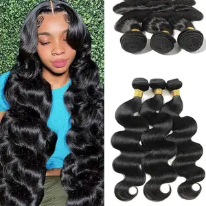 12A Human Hair Bundles 22 24 26 Inch Body Wave Bundles Human Hair 100% Unprocessed Brazilian Virgin Weave Bundles 3 Bundles Real Natural Black Wavy Human Hair Extensions 1B Bundles for Women