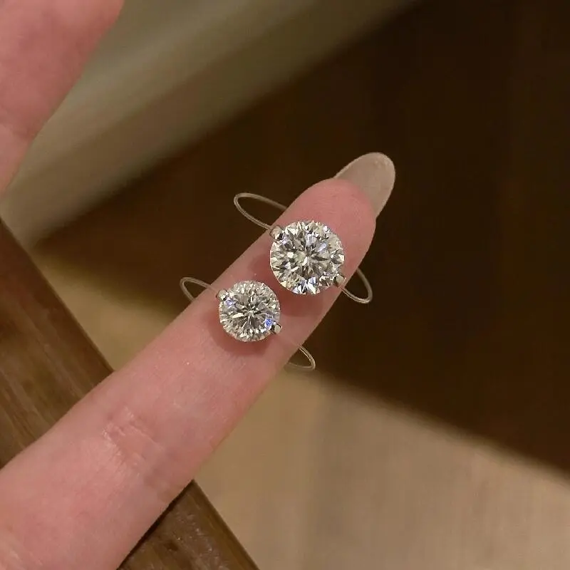 [Invisible Ring] 1-2CT Moissanite ring with a Sense of Design, Light Luxury Transparent Line Invisible Mermaid's Tear Ring, Fishing Line Diamond Ring for Women Invisible Necklace [New Choker Necklace]