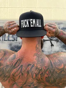 FUCK 'EM ALL BLACK FLAT BILL HAT