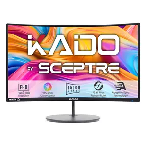NEW-Kado by Sceptre Curved 24" Computer Monitor Gaming Office 1500R 1920x1080 HD 75Hz Built-In Speakers Wall Mount Ready Black