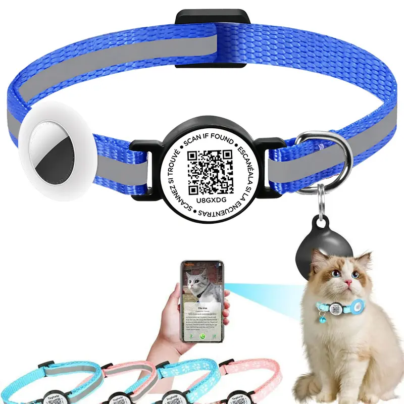 Suitable for Airtag protective case for pets (cats, small dogs). Scan the code to register, locate, prevent loss and track the pet collar.